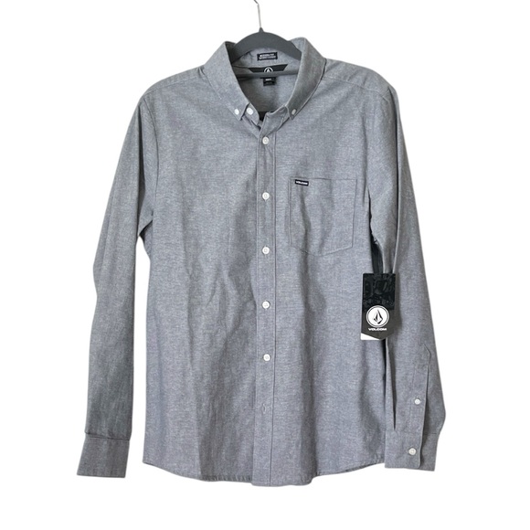 NWT Volcom Men's Curwin Long Sleeve Woven Modern Fit Button Up Work Shirt, Small - Picture 1 of 14